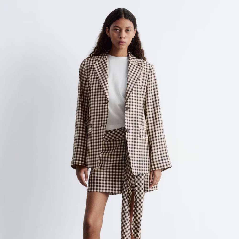 & Other Stories Brown Checkered Blazer
